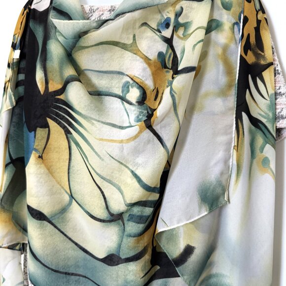 Lot of 2 Women's Scarves Green White Polyester - Picture 5 of 11